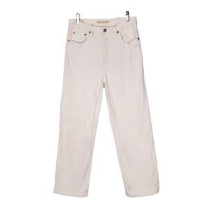Levi's Ribcage Straight Ankle Jean Button Fly High Rise Cloud Over White Size 29